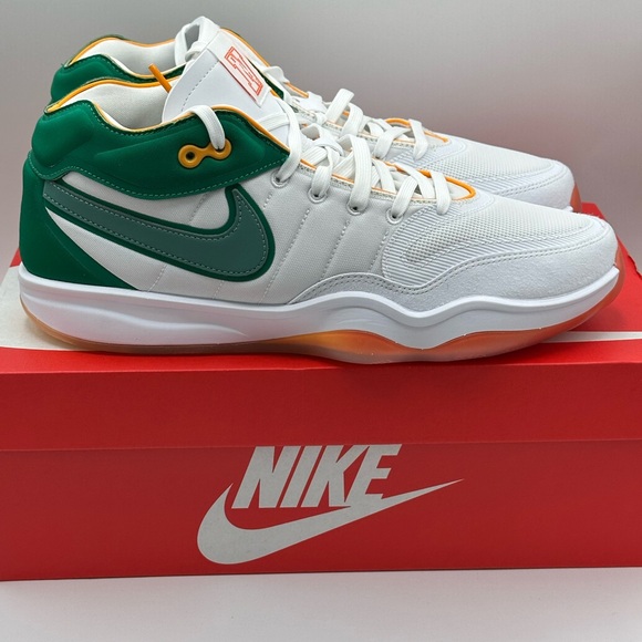 NIKE AIR ZOOM G.T. HUSTLE 2 CUT UNIVERSITY SWOOSH SQUAD WHITE GREEN ORANGE 11.5 - Picture 3 of 7